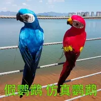 在飛比找樂天市場購物網優惠-仿真羽毛鸚鵡金剛鸚鵡田園裝飾羽毛工藝品園藝道具小鳥假鸚鵡