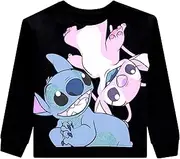 [Disney] Lilo & Stitch Girls Sweatshirt -Stitch Pullover Crewneck Sweatshirt- Sizes 4-16