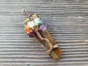 TIGER EYE COPPER FLAT POINT TREE OF LIFE PENDANT GEMSTONE