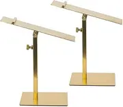 2 Pieces Shoe Display Rack, Adjustable Stainless Steel Shoe Holder, Shoe Display Rack, Display Props, Suitable for Shoe Stores, Shopping Malls (Gold)