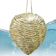 1 Pack Woven Reed Wasp Nest Decoy Waterproof 10 Inches Fake Wasp Nest Trap Natural Wasp Deterrent Outdoor Hanging for Wasps Hornets Yellow Jackets