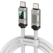 Toocki TXCTT1-ZFZA01 100W Fast Charging Cable, LED Display, Braided Zinc Alloy, 480Mbps Data Transfer, White - 2m