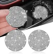 NBTEPEM 2pcs Bling Car Cup Holder Coaster, 2.75 inch Anti-Slip Shockproof Universal Fashion Coasters Insert Crystal Rhinestone Automotive Interior Accessories for Women (2 pcs, White)