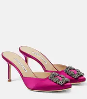 [Manolo Blahnik] Manolo Blahnik Hangisimu 70 embellished satin mules AU 6 purple
