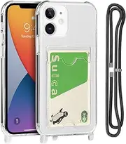 Cavor Clear Case for iPhone 11 Slim Thin Back Cover with Shoulder Lanyard and Card Slot Soft Silicone TPU Cover, 4-Corner Shockproof Protective Transparent Wallet Case