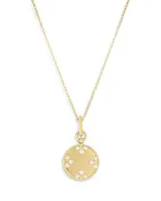 Roberto Coin 18K Yellow Gold Venetian Princess High Polish Diamond Medallion Pendant Necklace, 16-17
