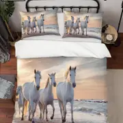 3D White Horse Quilt Cover Set Bedding Set Pillowcases SF01