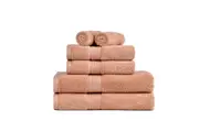 Amelia 500GSM 100% Cotton Towel Set -Zero Twist 6 Pieces -Dusty Coral