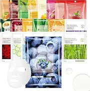 Yansoulir Sheet Face Masks, 20 Pack, All Skin Types, Deep Hydration, Night Time Skincare