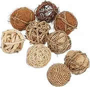 9pcs Rustic Decorative Balls Wicker Rattan Spheres for Centerpiece Bowls Vases and Trays Natural Grass Orbs for Home Decor Weddings and Parties