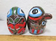 vintage Alaska Totem Salt & Pepper Shaker Set - Ceramic Pair of Totems, unusual!