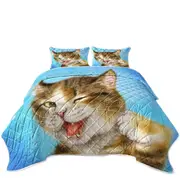 Funny Cats Winking Little Kitty Coverlet