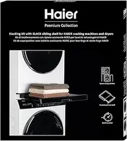 Haier Premium Universal Stacking Kit for Washing Machines and Tumble Dryers-Space-Saving - with Black Anti-Tipping Sliding Shelf-Perfect for Haier 3-5 and 7 Series Washing Machines and Tumble Dryers