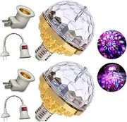 2 Pcs Colorful Rotating Magic Ball Light, LED Disco Ball With 4 Sockets Party Lamp Bulb Stage Light for Home Room (Color: Gold)