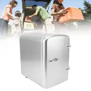 (Silver US Plug)Mini Fridge 36W 4L 6cans Capacity Portable Travel Car