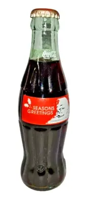 VTG Christmas Coca Cola Bottle 1990s Coke Seasons Greetings 8oz Glass Bottle