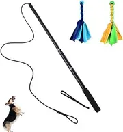 Flirt Pole Dogs,with 2pcs Fleece Lure Tugs,Durable Teaser Wand with Pet Fleece Rope Tether Lure Toy to Outdoor Exercise & Training for Small Medium Large Dogs