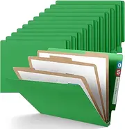 Skyygemm 24 Pcs 3 Dividers Blue Classification Folders Bulk, Employee Personnel File Folders with 3.5 Inch Expansion End Tab File Folder with Fasteners for Office Classroom Files Organized(Green)