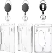 MAIHUO 3 Pack Heavy Duty Retractable Badge Holder Reel,And Vertical 2-Card Ba...