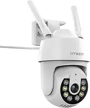 TMEZON Surveillance Camera Outdoor, 2K Wireless PTZ WLAN IP Camera Outdoor Camera with Colour Night Vision, PIR Motion Sensor, Siren/White Light Alarm, 2.4GHz WiFi (PTZ Camera)
