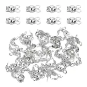 180 Pcs 4mm Crimp End Caps, Clamshell Cord Clasp Connector Jewelry Silver