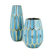 Faceted Turquoise Gold Edge Vase (Large) by Tozai