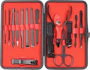 Swpeet 15Pcs Manicure Set, Nail Clippers Set, High Precisio Stainless Steel Nail Cutter Pedicure Kit Grooming Kit Manicure Fingernails & Toenails with Portable Stylish Case for Personal Care, Black