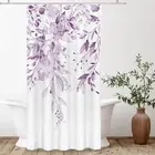 Lilac Light Purple Eucalyptus Shower Curtain Sets, Watercolor Leaves