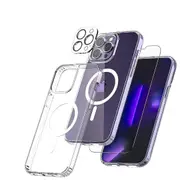 [3 in 1] For iPhone 12 Pro Max Magsafe Shockproof Magnetic Case + Front Tempered Glass + Camera Lens Cover- 12 Pro Max