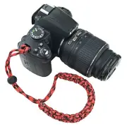 Braided 550 Paracord Adjustable Camera Wrist Strap Bracelet f/ DSLR SLR (Red/BK)