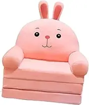 Ｂｅｓｇａ Kids Foldable Sofa Bed Armchair PP Cotton Filler with Backrest Toddler Couch Fold Out Sofa Chair for Reading Book Nursery, Pink