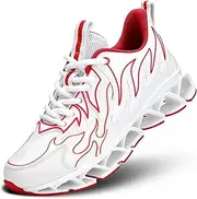 [Peaya] Men's Running Shoes Breathable Mesh Trail Runners Fashion Blade Sneakers Non Slip Gym Sport Trainer Casual Athletic Walking Shoes, White, 12