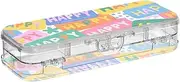 Yoogain Colorful Cartoon Happy Modern Plastic Pencil Box Clear Double-Deck Large Pens Case For Stationery With Snap And Lid