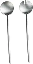 1 Set Ergonomic Salad Fork and Cake Spoon Reusable Serving Utensils for Home Restaurant and Banquets for Appetizers and Desserts Silverware