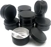 Wopanxye Pack of 10 80 ml aluminium tin, 80 g refillable make-up container, 80 g black round tin, colour container, sample container for DIY cosmetics, lip balm, cream, ointment, candle
