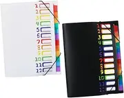 CAXUSD Vibrant Rainbow Document Storage Bag 12 Pocket Expandable File Folder Organizer for Students