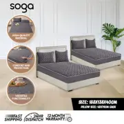 SOGA 2X 138cm Grey Quilted Fleece Cover Clover Bed Spread Sheet W/ Pillow Case