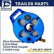 FLAT OUT DRINK WATER HOSE REEL 5M EXTENSION COMPACT BLUE WITH GERMAN LINER C5E