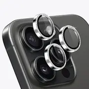TENOC Camera Lens Protector for iPhone 13 Pro & iPhone 13 Pro Max, 9H Tempered Glass Camera Screen Cover, Silver Glitter Metal Individual Ring