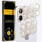 beuxece for 6 Pack iPhone 16 / iPhone 16 Plus Camera Lens Protector [Drop Protection] [Case Friendly] [Easy Installation] 9H Tempered Glass Camera Screen Protector Cover Accessories, Glitter Gold
