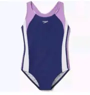 NWT Girl's Speedo Infinity Splice Sweet Taro One Piece Swimsuit Size 12 UPF 50+