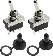 EMSea 2 Pcs 3 Pins ON-Off-ON SPDT Toggle Switch with Waterproof Cover Cap KN3D-103
