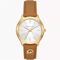 在飛比找蝦皮商城優惠-Michael Kors Slim Runway 棕色皮革手