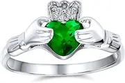 [Bling Jewelry] Personalize Sorority Sister BFF Celtic Irish Friendship Promise AAA CZ Simulated Gemstone Cubic Zirconia Crown Heart Claddagh Ring For Women Teen .925 Sterling Silver Birthstone Colors Customizable