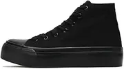 [xinran & shengli] Women's Fashion Platform Trainers Ladies High Top Canvas Shoes Classic Platform Lace Up Sneakers Pumps Plimsolls Outdoor Sport Tennis Running Walking Shoes Breathable, All Black, 9 UK