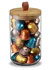 NEW Nespresso Capsule Display Glass & Bamboo Storage Jar, Coffee Pod Dispenser