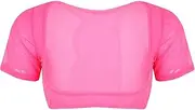 [FEESHOW] Women's Mesh See Through Open Bust Belly Dance Crop Top Dancing Outfits