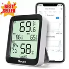 Bluetooth Hygrometer Thermometer - App Control, Large LCD, Alerts, Black