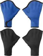 uxcell Swim Gloves, 2 Pair Webbed Swimming Gloves Aquatic Fitness Water Resistance Swim Hand Paddles for Women and Men Water Aerobics, S, Dark Blue/Black