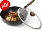 12" Nonstick Wok, Deep Skillet, Flat Bottom, For All Stovetops